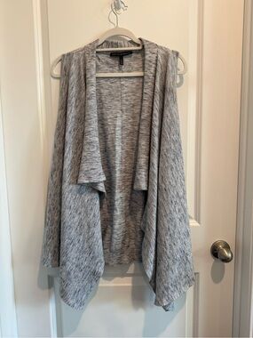 White House Black Market Heather Gray Open-Front Draped Cardigan